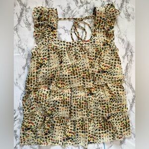 Charlotte Russe Multi Layered Ruffled Top Polka Dotted Shoulder Ruffle